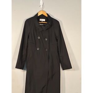 Calvin Klein Women's Black Rain/Trench Mid Thigh Coat Size Small